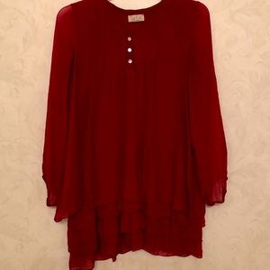 Sofia Red Silk Dress - One Size Fits All